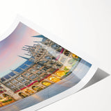 Extra large wall art featuring line art flowers in muted earth tones on a rolled canvas, ideal for large living room decor.