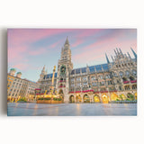 Black and white panoramic view of Munich on stretched canvas, ideal for kitchen wall art.