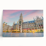 Black and white photo of Munich skyline on large stretched canvas, suitable for kitchen wall art.