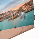 Acrylic print of Athens scenery in muted earth tones, ideal for dining room art in a mid-century modernist style.