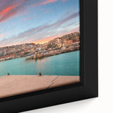 Extra large framed canvas featuring a black textured depiction of Athens with vibrant, colorful accents.