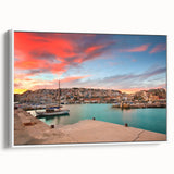 Vintage poster art of Athens with colorful accents on a large framed canvas, ideal for living room decor.