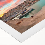 Art deco poster of Athens scenery in muted earth tones on rolled canvas, ideal for dining room wall art.