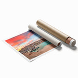 Extra large rolled print of Athens scenery with vibrant floral elements, ideal for classy bathroom wall art.