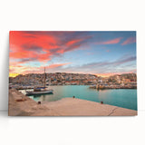 Black and white stretched canvas of Athens scenery, ideal for kitchen wall art.