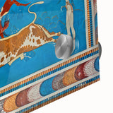 Large abstract wall art depicting the Crete landscape in mid-century modernist style on acrylic glass.