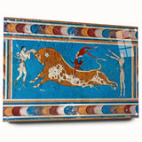 Acrylic print of a Crete, Greece landscape in muted earth tones, ideal for dining room decor.