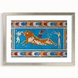 Extra large abstract art print of a textured European scenery, in muted earth tones on a framed canvas.