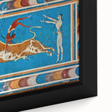 Extra large black wall art depicting the vibrant, colorful scenery of Crete, Greece on a textured framed canvas.