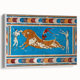 Framed canvas vintage poster art featuring a colorful Crete, Greece scenery, ideal for living room decor.