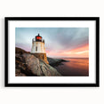 Extra large abstract art print of a colorful European scenery on Rhodes, in a black frame with mat.