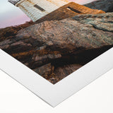 Art deco poster of Rhodes, Greece on rolled canvas, featuring pastel blue and white tones, ideal for dining room wall art.