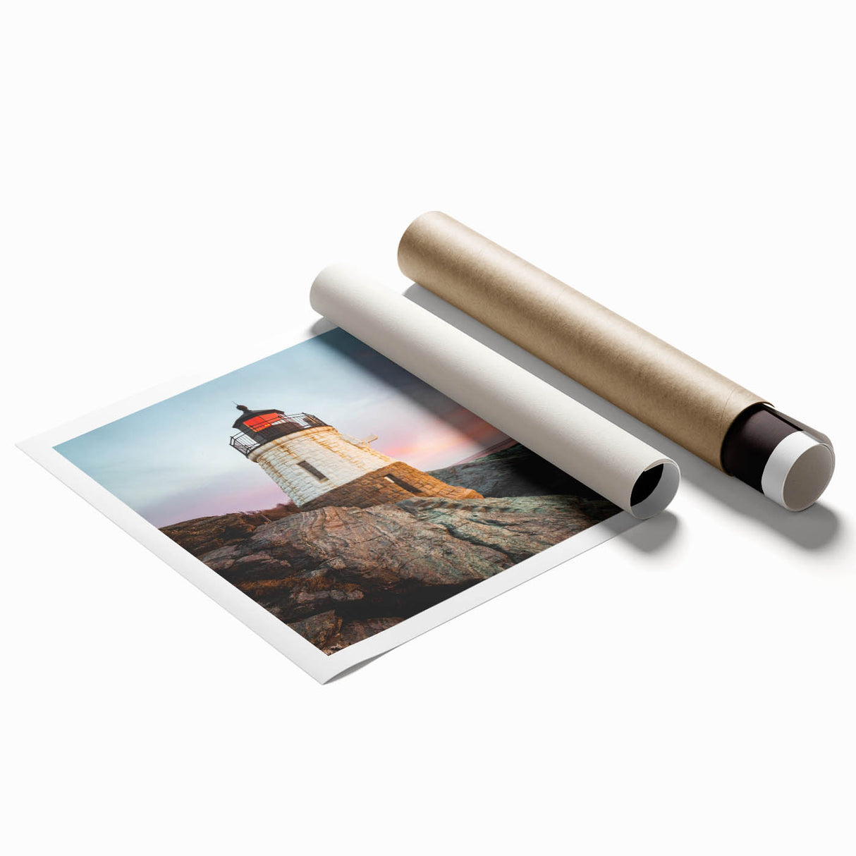 Extra large rolled print of Rhodes, Greece with vibrant floral foreground and historic architecture.