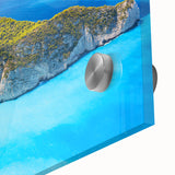 Large abstract wall art of a European Greek scenery on acrylic glass, in muted earth tones, ideal for dining room art.