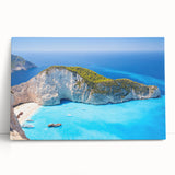 Black and white photo of a Greek coastal town on a large stretched canvas, suitable for kitchen wall art.