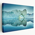 Greenland landscape on large stretched canvas, featuring muted green and white tones, ideal for kitchen wall art.