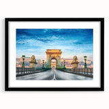 Extra large framed abstract art print depicting a colorful, textured European scenery, ideal for living room decor.