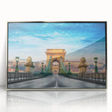 Large art print of a European cityscape in muted colors on a framed acrylic, ideal for modern art wall decor.