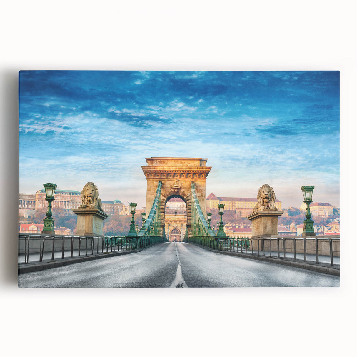 Black and white photograph of a European cityscape on stretched canvas, ideal for kitchen wall art or bedroom ambiance.