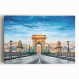 Black and white photograph of a European cityscape on stretched canvas, ideal for kitchen wall art or bedroom ambiance.