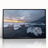 Large abstract wall art depicting an Icelandic landscape, in muted earth tones on framed acrylic.