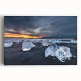 Icelandic landscape in black and white on large stretched canvas, suitable for kitchen or bedroom wall art.