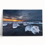 Black and white photograph of Icelandic scenery on large stretched canvas, suitable for kitchen wall art.