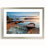 Extra large abstract art print of an Irish landscape, featuring textured green and blue tones on a framed canvas.