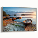 Landscape art painting of an Irish countryside on framed canvas, featuring vibrant green tones, ideal for living room decor.