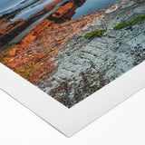 Art deco poster of a serene Irish landscape, featuring muted green and blue tones on rolled canvas.