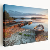 Panoramic Irish landscape on stretched canvas, featuring green fields and a distant mountain, ideal for kitchen wall art.