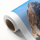 Art deco poster of Capri, Italy with vivid blue and white tones on rolled canvas.