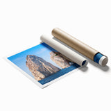 Extra large rolled print of Capri, Italy scenery with vibrant floral accents, ideal for classy bathroom wall art.