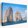 Large art on canvas depicting the scenic Capri coastline in vibrant blue and green tones, suitable for kitchen wall art.