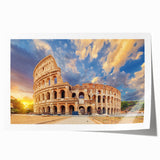 Rolled print of the Colosseum in muted earth tones, ideal for art wall dining room decor.