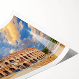 Extra large rolled print of the Colosseum in muted earth tones, ideal for large living room wall art.