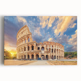 Black and white stretched canvas of the Colosseum in Rome, ideal for kitchen wall art or bedroom ambiance.