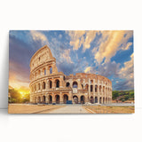 Black and white photo of the Colosseum on stretched canvas, ideal for kitchen wall art.