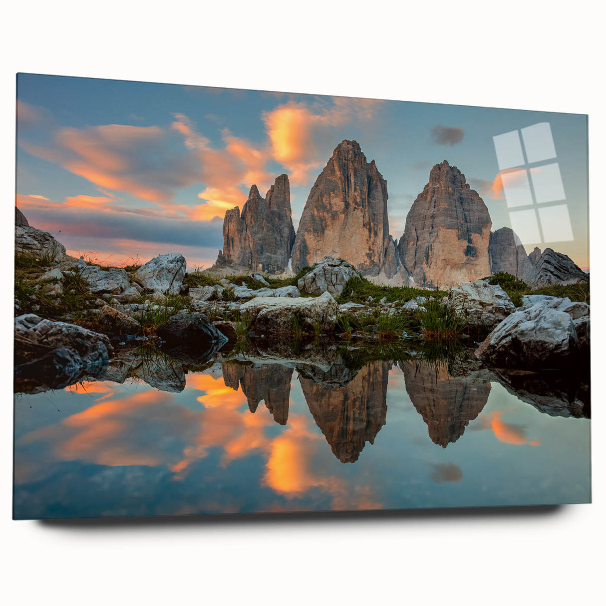 Acrylic print of the Dolomites in Italy, featuring muted earth tones, ideal for bedroom or dining room art.