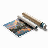 Soft pastel-hued floral art of the Dolomites in Italy on a large rolled canvas, suitable for classy bathroom decor.