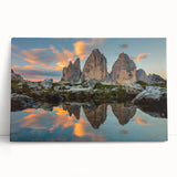 Black and white photograph of the Dolomites on stretched canvas, ideal for kitchen wall art.