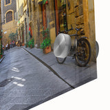 Large abstract depiction of Florence skyline in muted earth tones on acrylic glass, ideal for dining room art.