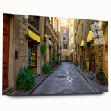 Large abstract wall art of Florence scenery in muted earth tones on acrylic glass, suitable as bedroom or dining room art.