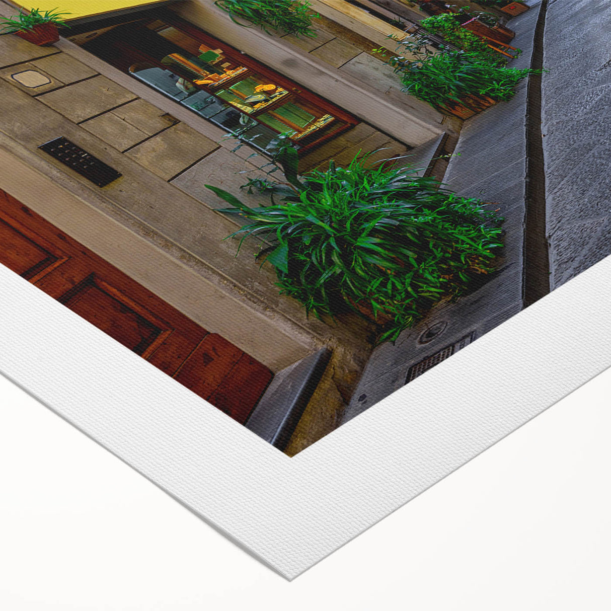 Art deco poster of Florence skyline in muted earth tones on rolled canvas, suitable for dining room decor.