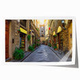 Panoramic view of Florence with floral foreground in pastel shades on a rolled canvas, ideal for art wall dining room.