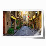 Panoramic view of Florence with floral foreground in pastel shades on a rolled canvas, ideal for art wall dining room.