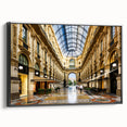 Black and white framed canvas depicting a vintage Milan landscape, ideal for bedroom wall art.