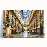 Black and white photograph of Milan scenery on large stretched canvas, suitable for kitchen wall art.