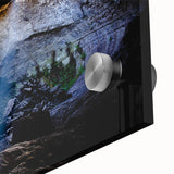 Large abstract depiction of Mount Etna in muted earth tones on acrylic glass.