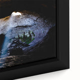 Black wall art featuring a textured depiction of Mount Etna in vibrant hues, framed canvas, ideal for a living room.